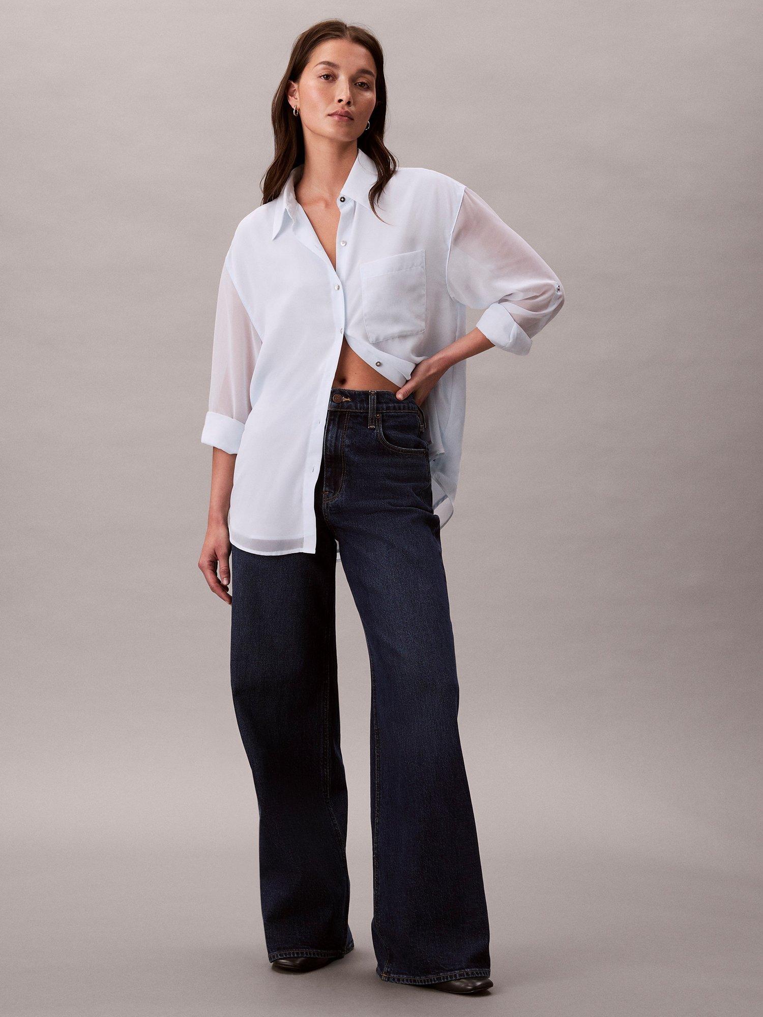 Product image 3 of 7, which shows Calvin Klein Roll Sleeve Shirt, Ice Melt, XXS