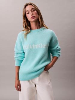 Calvin Klein Alpaca Blend Logo Jumper, Tahiti Turquoise, Tahiti Turquoise
