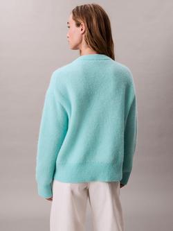 Calvin Klein Alpaca Blend Logo Jumper, Tahiti Turquoise - view 2, Tahiti Turquoise