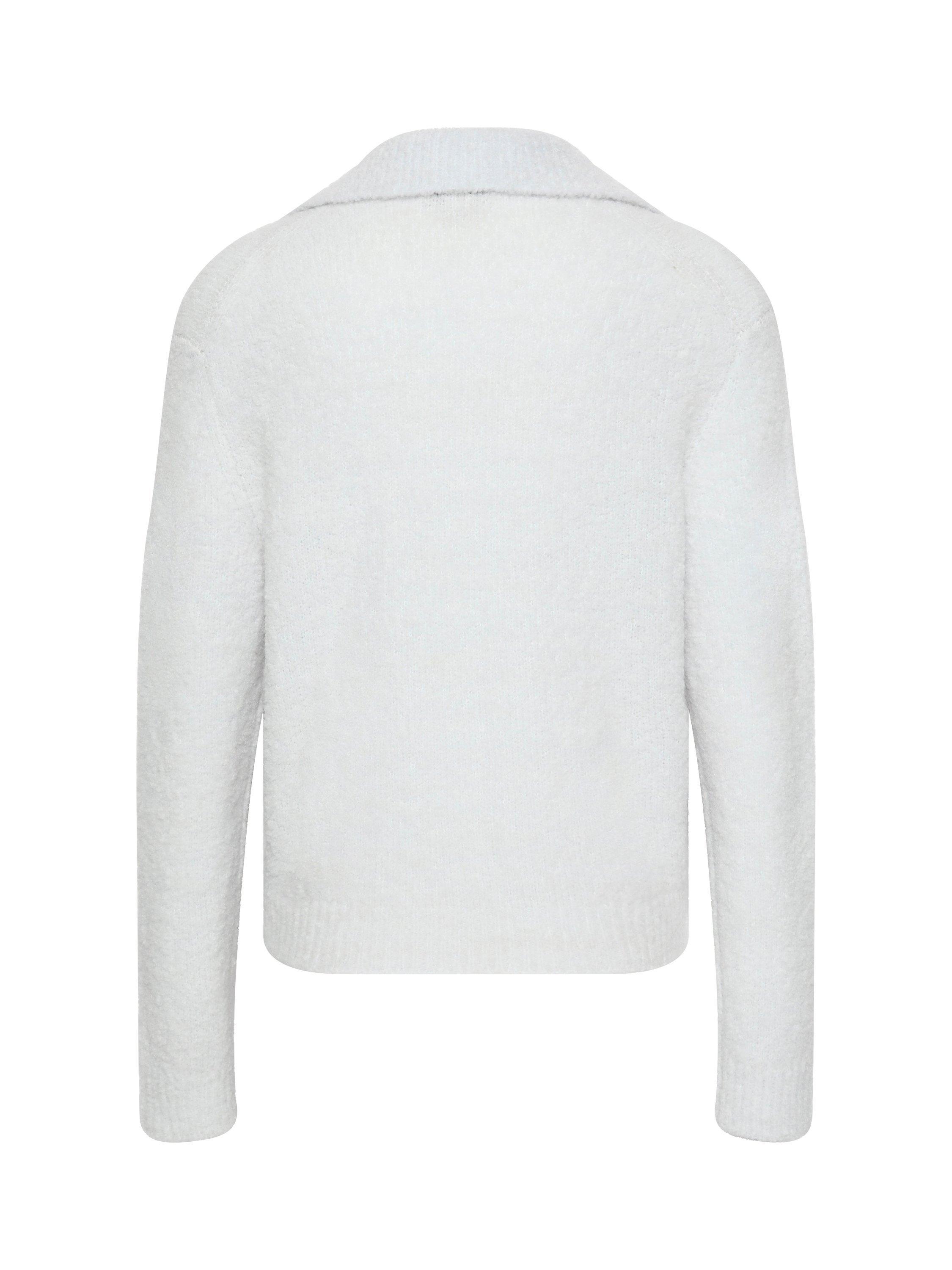 Product image 2 of 3, which shows Calvin Klein Pure Wool Boucle Polo Jumper, Melodic Blue, XXS