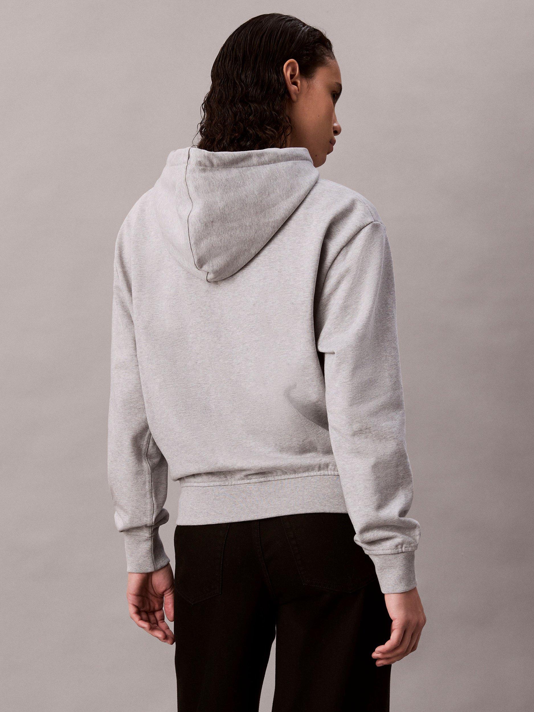 Product image 2 of 6, which shows Calvin Klein Monogram Embroidered Hoodie, Heroic Grey Htr, XXS
