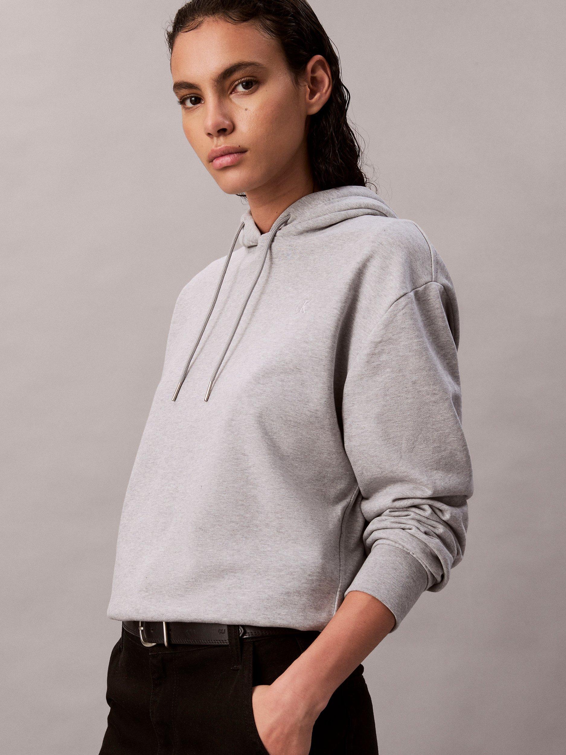 Product image 4 of 6, which shows Calvin Klein Monogram Embroidered Hoodie, Heroic Grey Htr, XXS