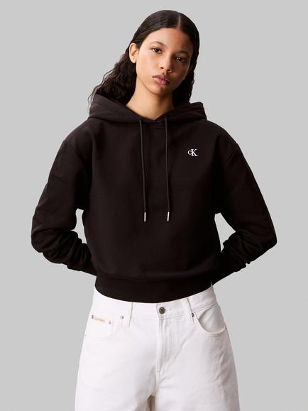 Calvin Klein Embroidered Logo Terry Hoodie, Black, Black