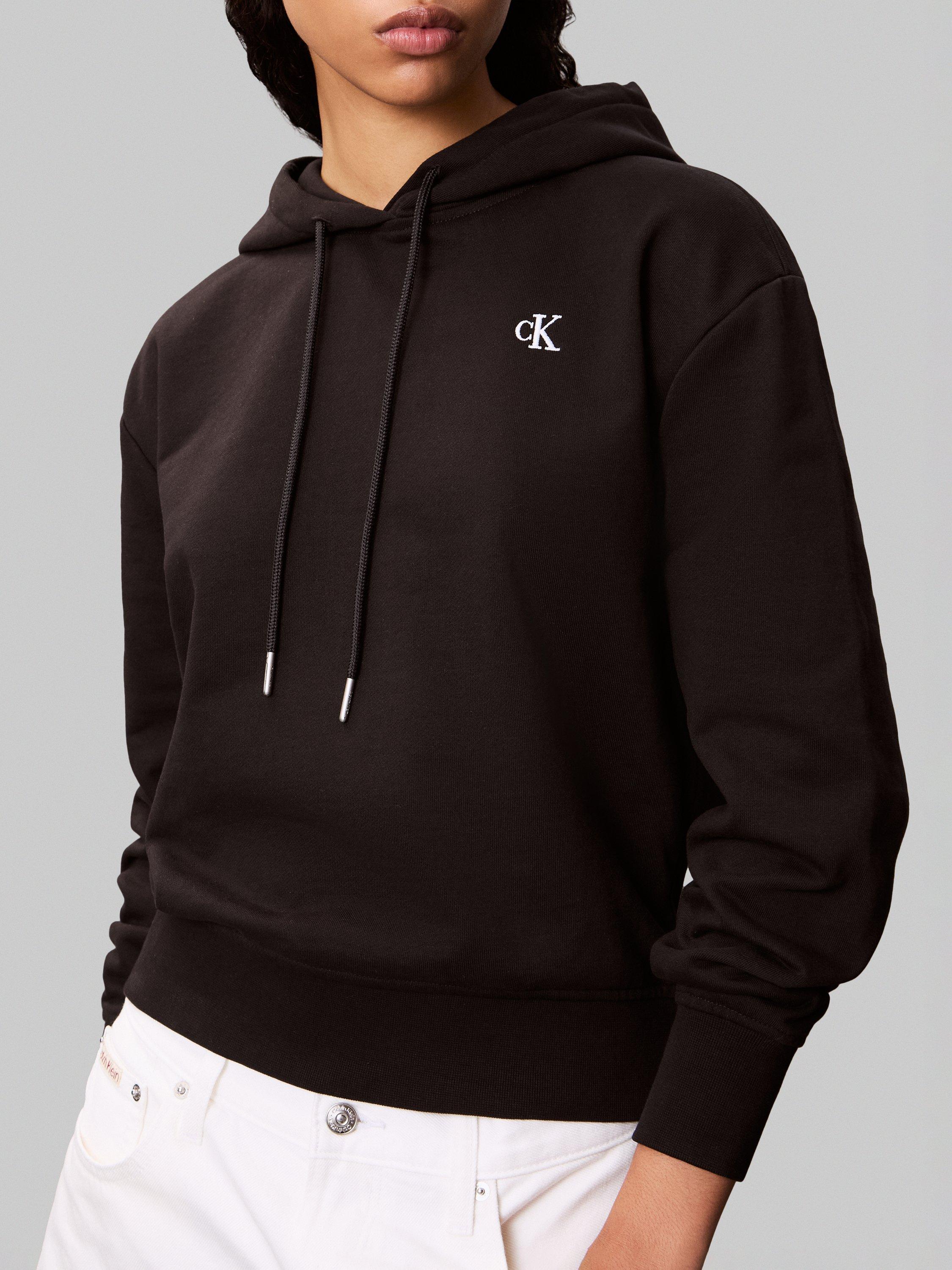 Product image 5 of 6, which shows Calvin Klein Embroidered Logo Terry Hoodie, Black, XXS