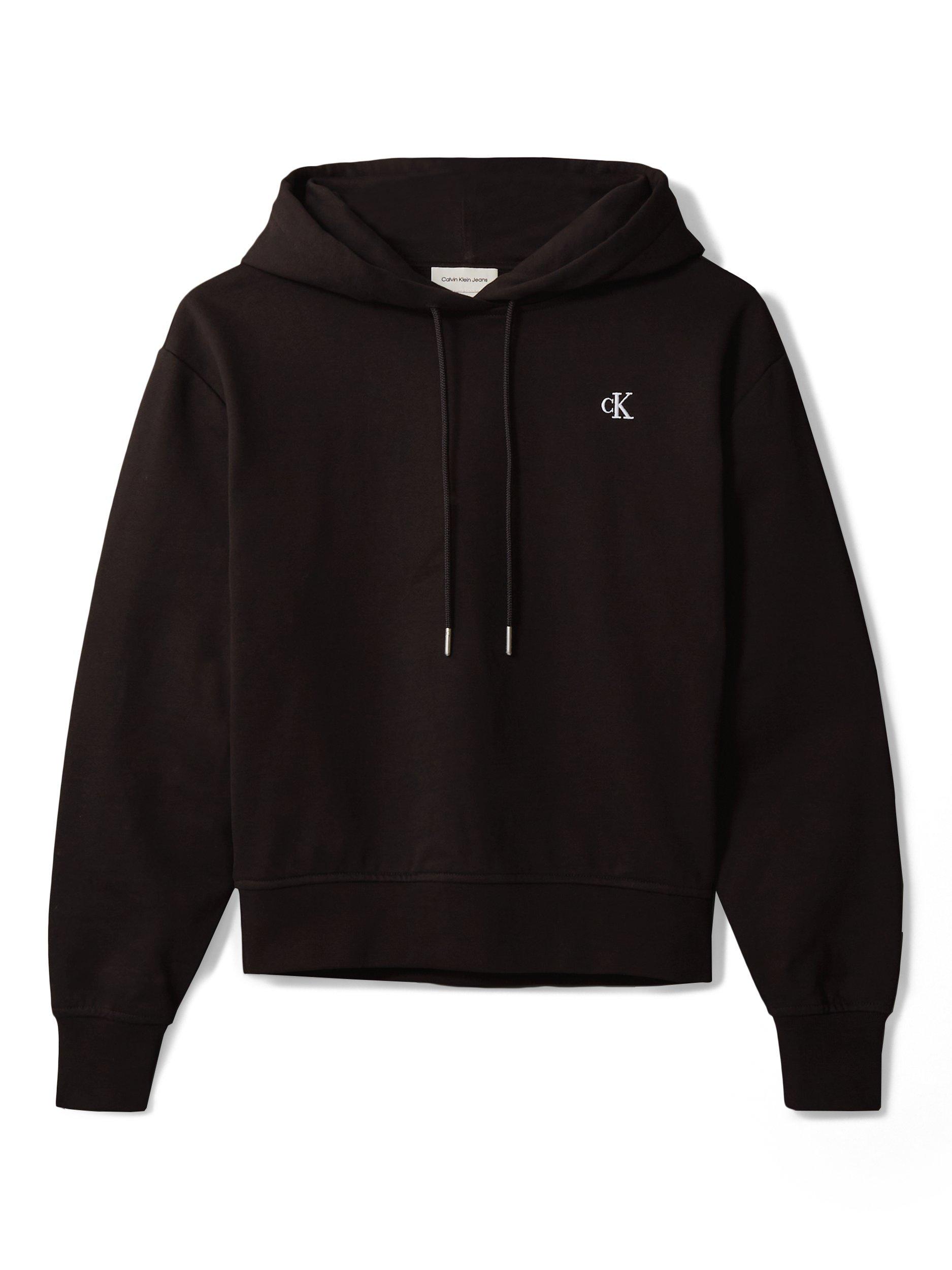Product image 6 of 6, which shows Calvin Klein Embroidered Logo Terry Hoodie, Black, XXS