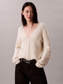 Calvin Klein Alpaca Blend Cardigan Jumper, Brilliant White, Brilliant White