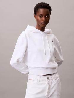 Calvin Klein Embroidered Logo Terry Hoodie, Bright White, Bright White