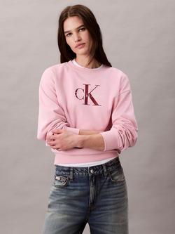 Calvin Klein Monogram Logo Relaxed Sweatshirt, Pink Nectar, Pink Nectar
