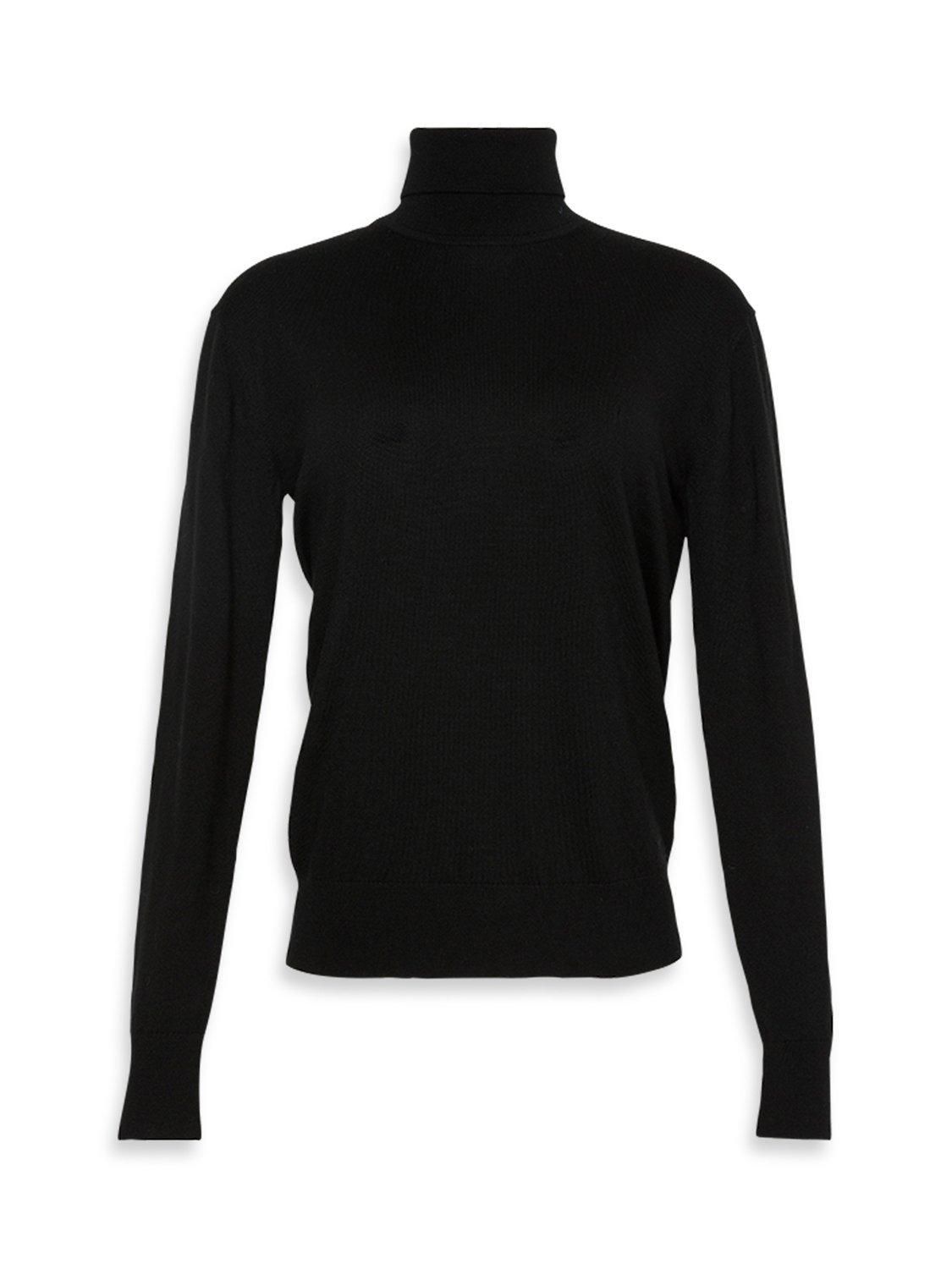 Product image 7 of 7, which shows Calvin Klein Merino Wool Blend Roll Neck Jumper, Black, XS