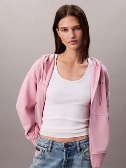 Calvin Klein Monogram Logo Zip Hoodie, Pink Nectar, Pink Nectar
