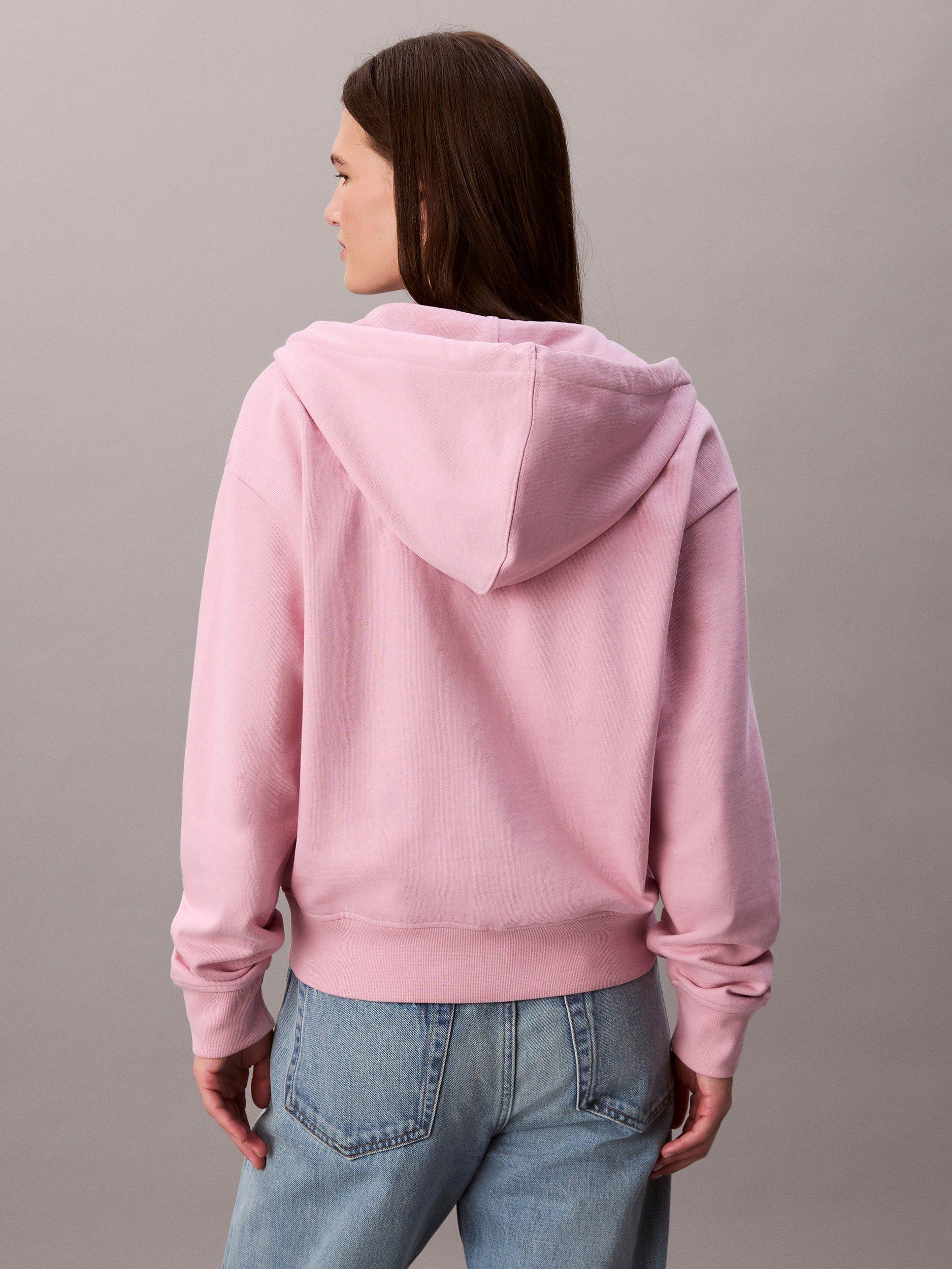 Product image 2 of 6, which shows Calvin Klein Monogram Logo Zip Hoodie, Pink Nectar, S