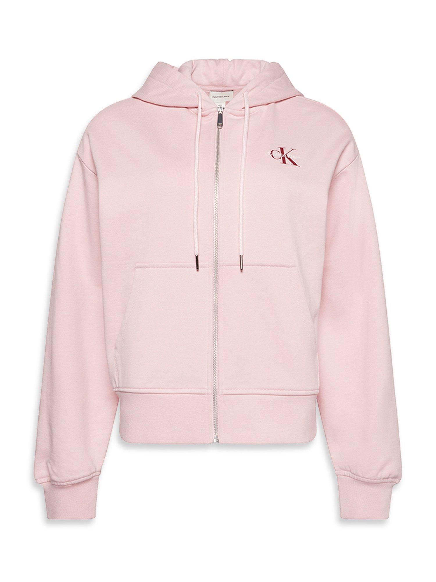 Product image 6 of 6, which shows Calvin Klein Monogram Logo Zip Hoodie, Pink Nectar, S