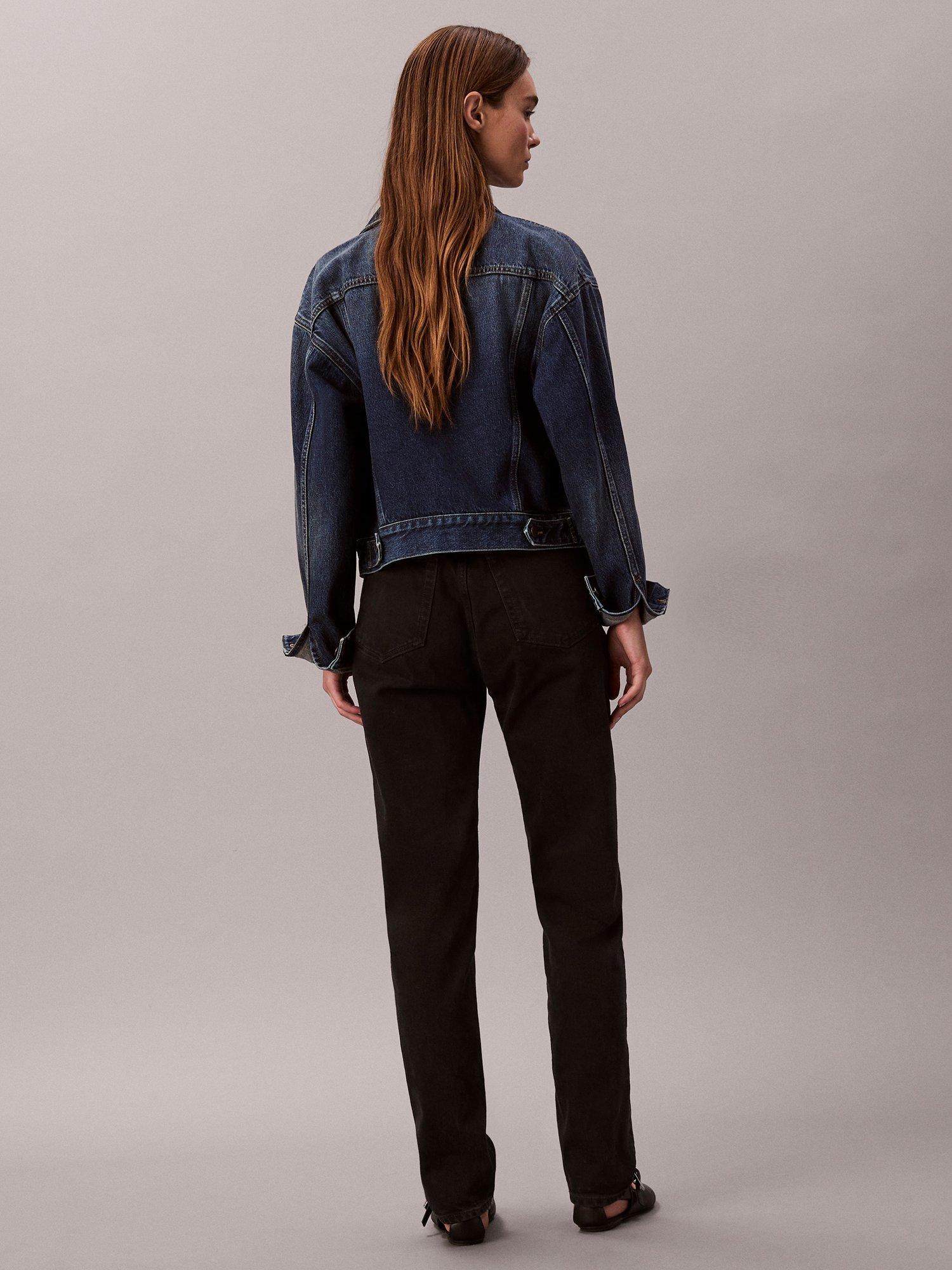 Product image 2 of 5, which shows Calvin Klein Cotton Blend Mom Jeans, Soft Black, 25R