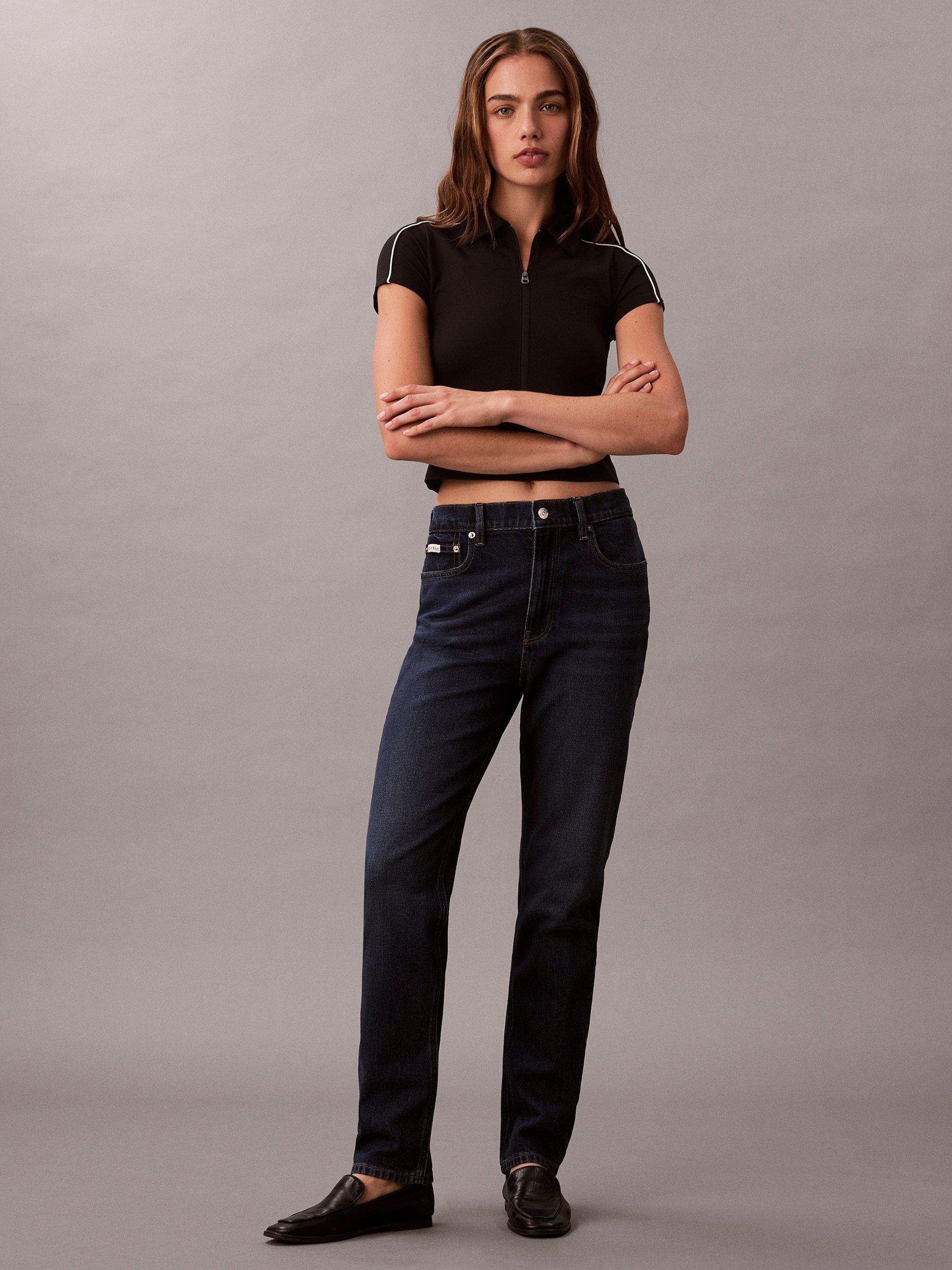 Product image 1 of 6, which shows Calvin Klein New Mom High Rise Jeans, Thompson, 25R