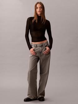 Calvin Klein High Rise Wide Leg Jeans, Grey Sterling, Grey Sterling
