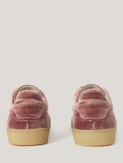 Jigsaw Portland Velvet Trainers, Pink - view 2, Pink