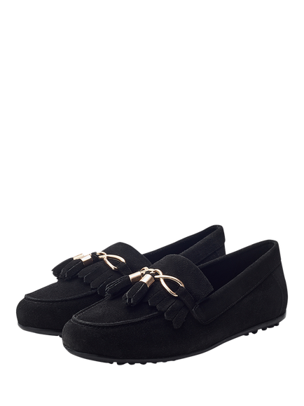 Moda in Pelle Essana Suede Tassel Moccasins - view 2, Black