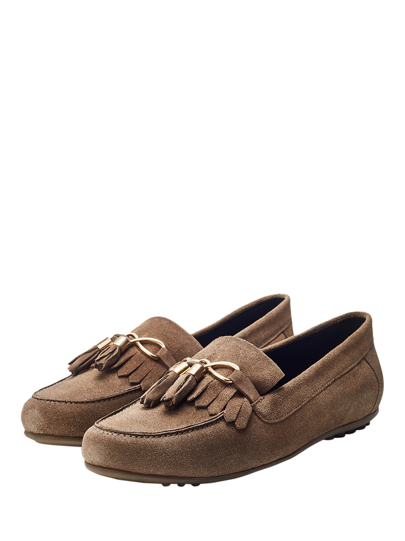 Product image 2 of 4, which shows Moda in Pelle Essana Suede Tassel Moccasins, Beige, 3