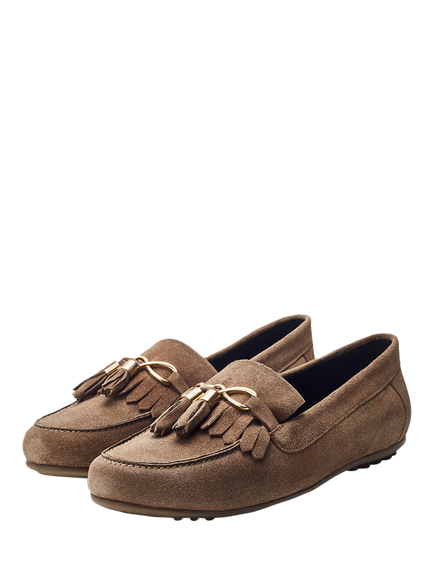 Moda in Pelle Essana Suede Tassel Moccasins - view 2, Beige