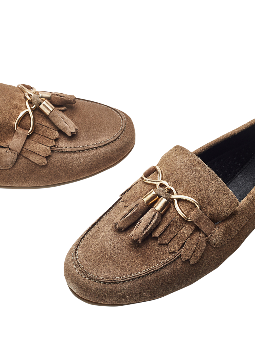 Product image 3 of 4, which shows Moda in Pelle Essana Suede Tassel Moccasins, Beige, 3