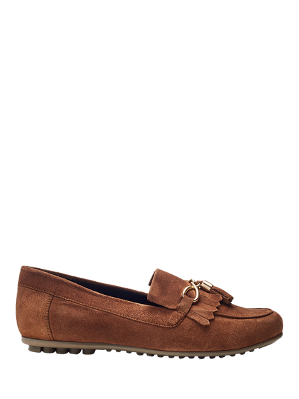 Moda in Pelle Essana Suede Tassel Moccasins, Tan