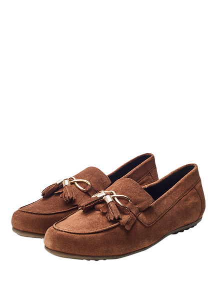 Moda in Pelle Essana Suede Tassel Moccasins - view 2, Tan