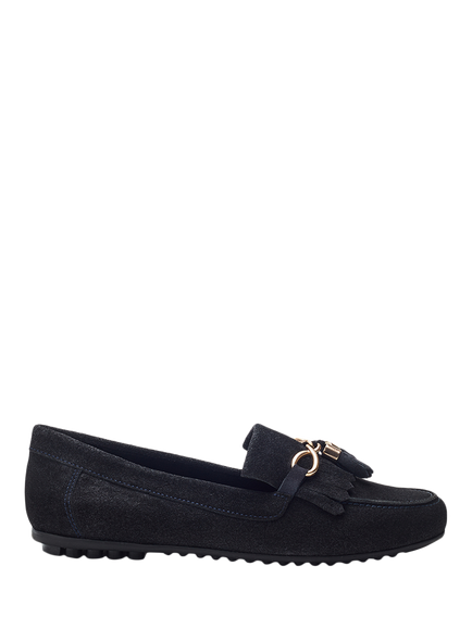 Moda in Pelle Essana Suede Tassel Moccasins, Navy
