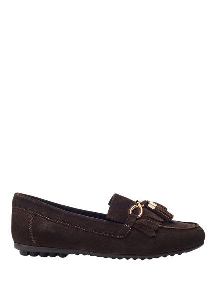 Moda in Pelle Essana Suede Tassel Moccasins, Brown