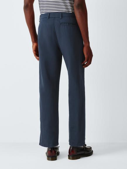 John Lewis Cotton Linen Blend Trousers - view 2, Mood Indigo