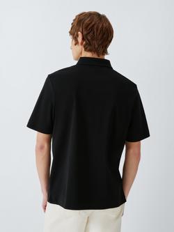 John Lewis Short Sleeve Interlock Cotton Polo Shirt - view 2, Black