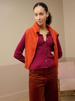 Brora Collared Pure Merino Wool Cardigan - view 2, Raspberry