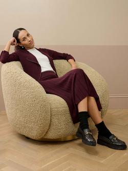 Brora Stitch Pleat Pure Merino Wool Skirt - view 2, Damson