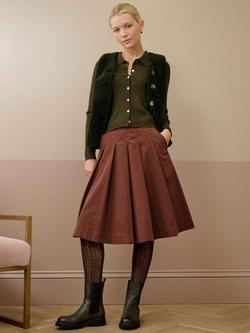 Brora Pleated Needlecord Skirt - view 2, Acorn