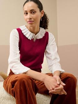 Brora V-Neck Pure Cashmere Tank Top - view 2, Mulberry