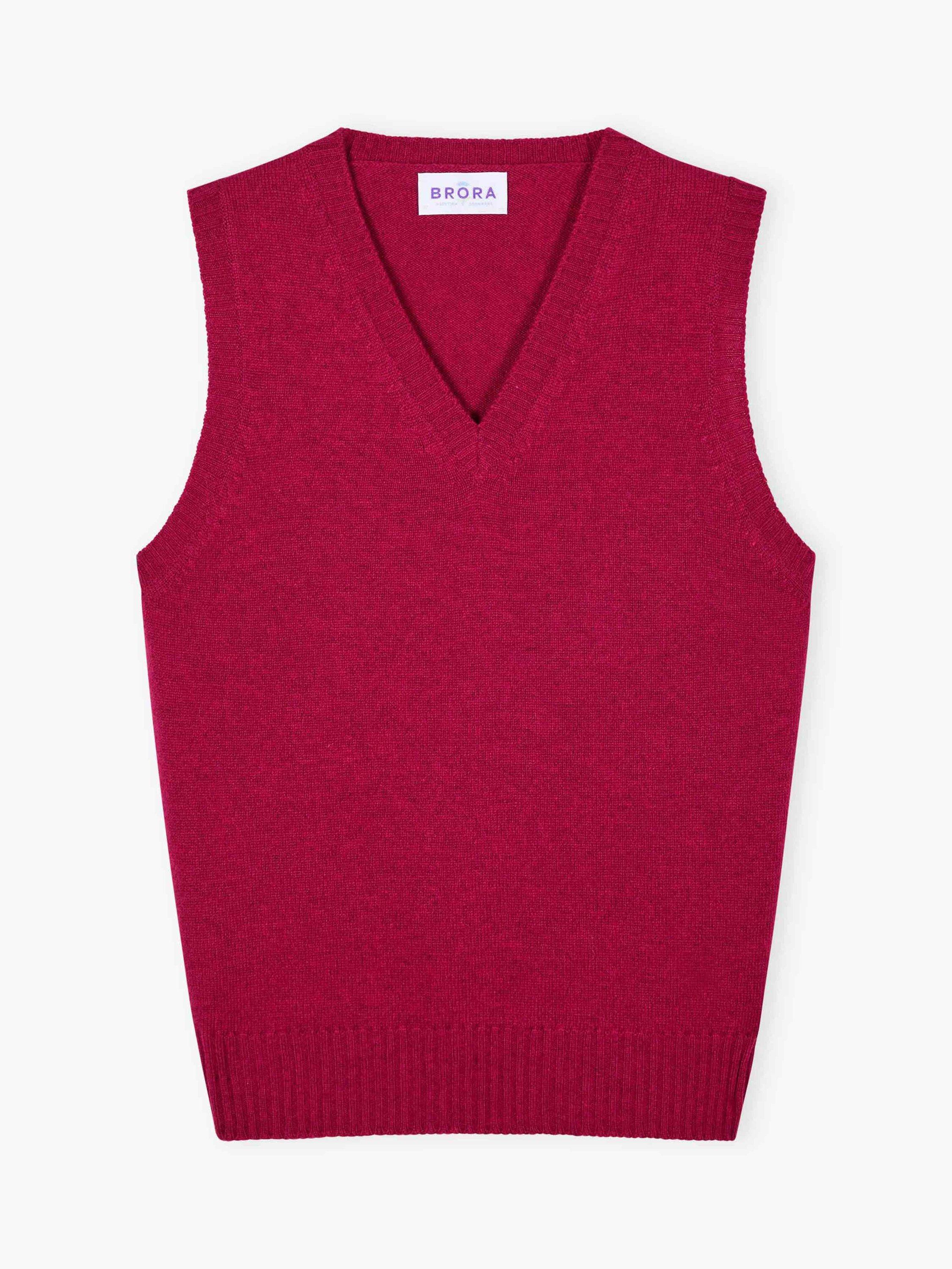 Product image 4 of 4, which shows Brora V-Neck Pure Cashmere Tank Top, Mulberry, 8