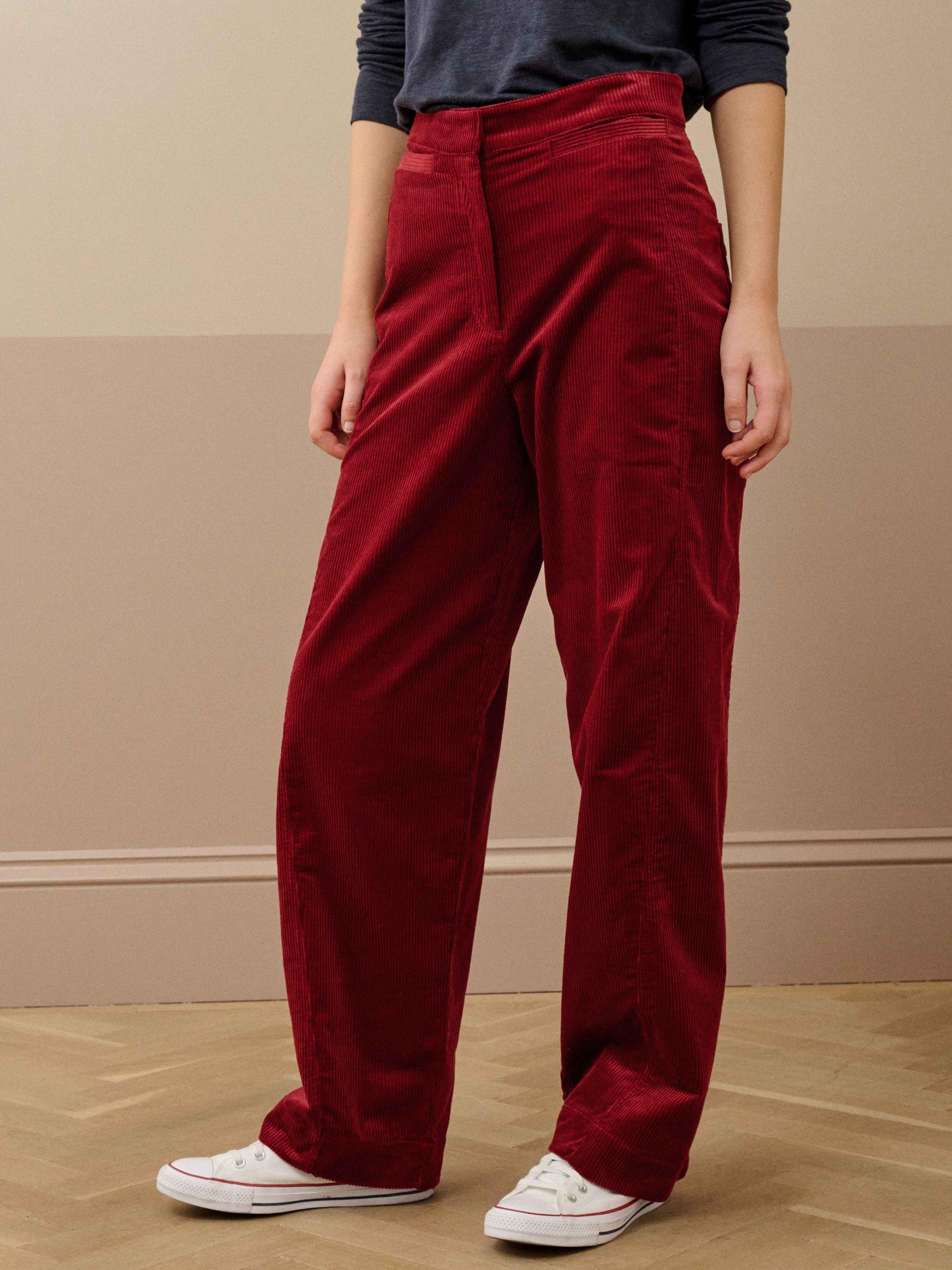 Product image 1 of 5, which shows Brora Barrel Leg Corduroy Trousers, Brick, 6