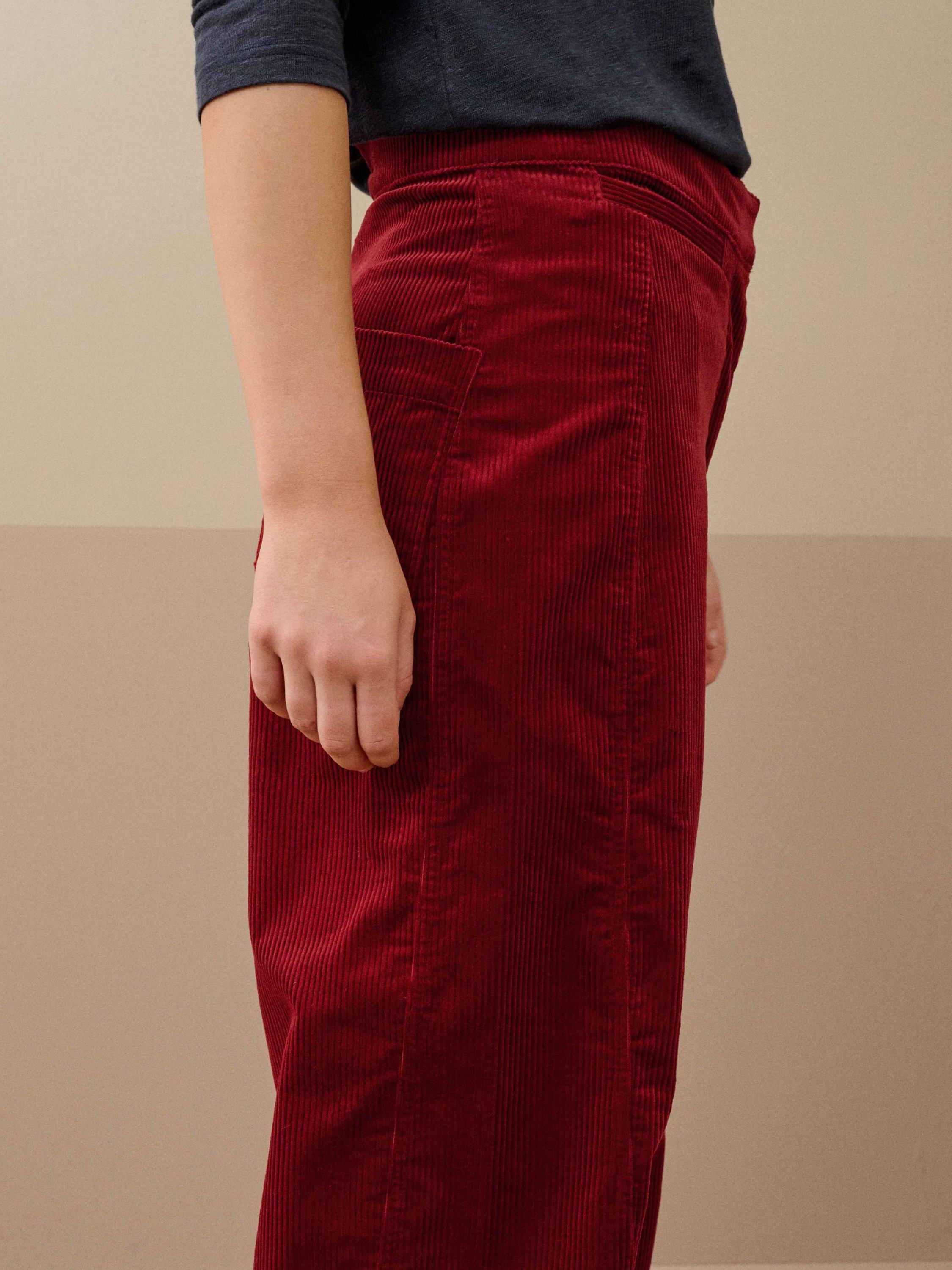 Product image 3 of 5, which shows Brora Barrel Leg Corduroy Trousers, Brick, 6