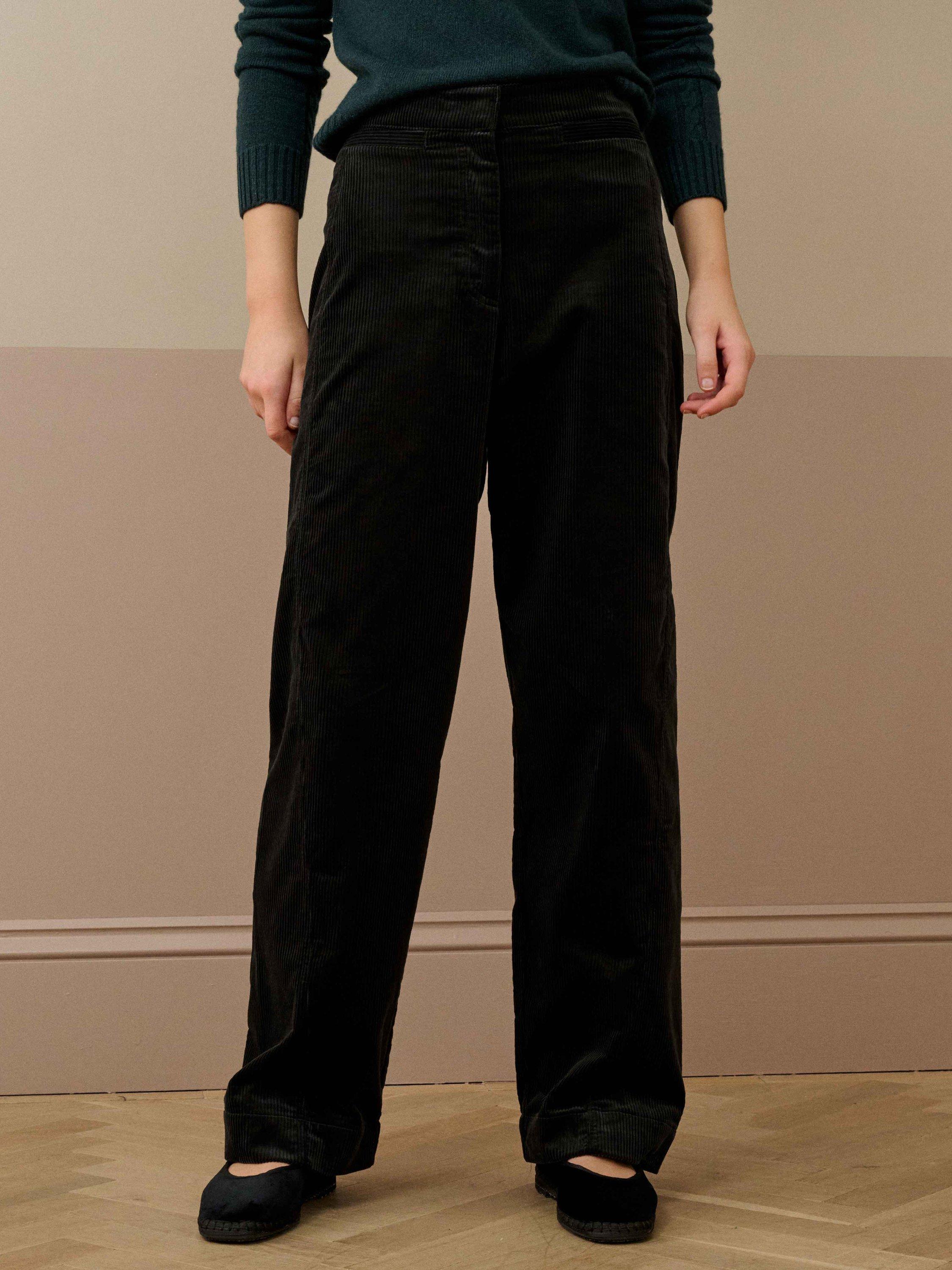 Product image 1 of 5, which shows Brora Barrel Leg Corduroy Trousers, Carbon, 6