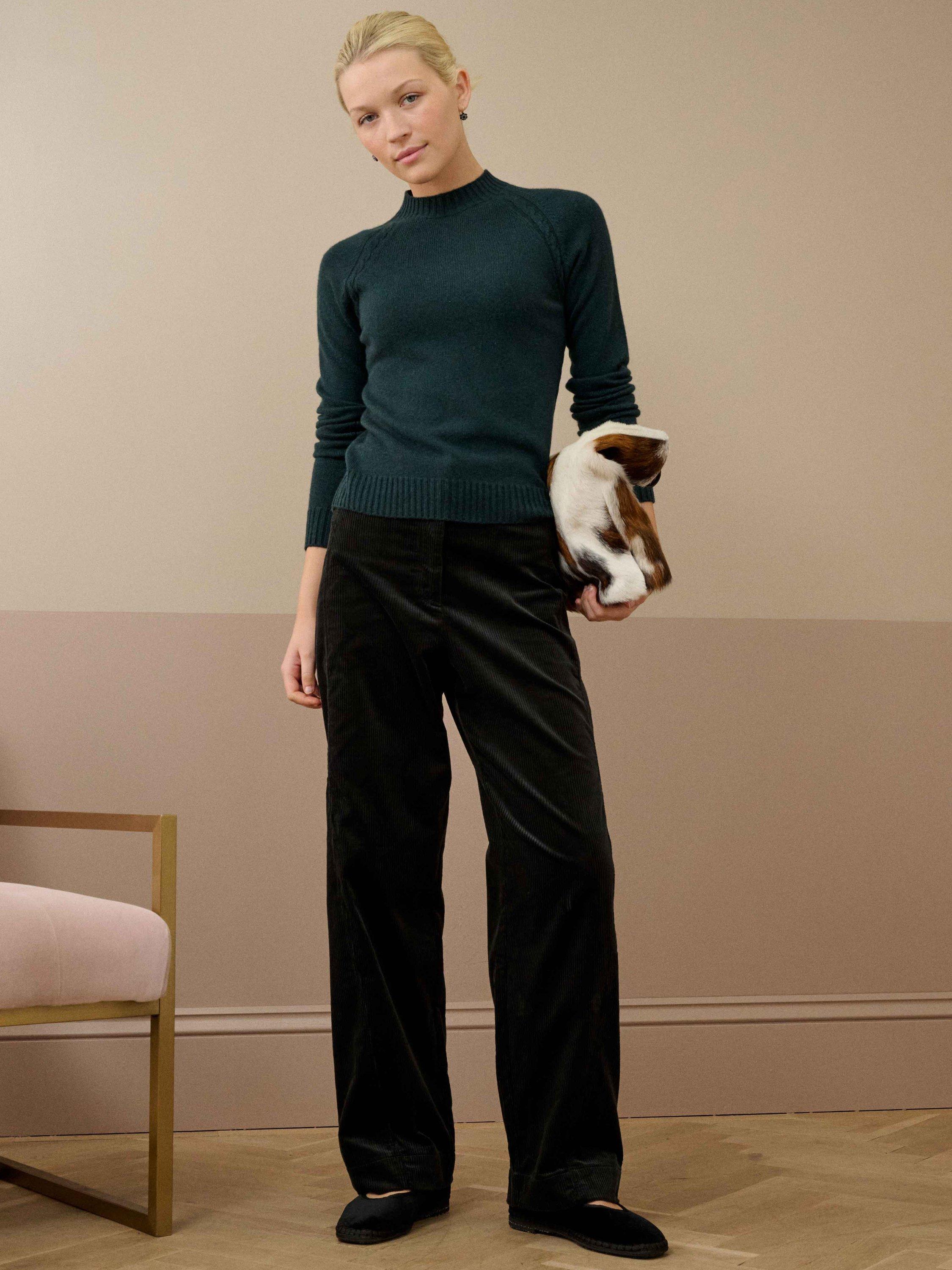 Product image 2 of 5, which shows Brora Barrel Leg Corduroy Trousers, Carbon, 6