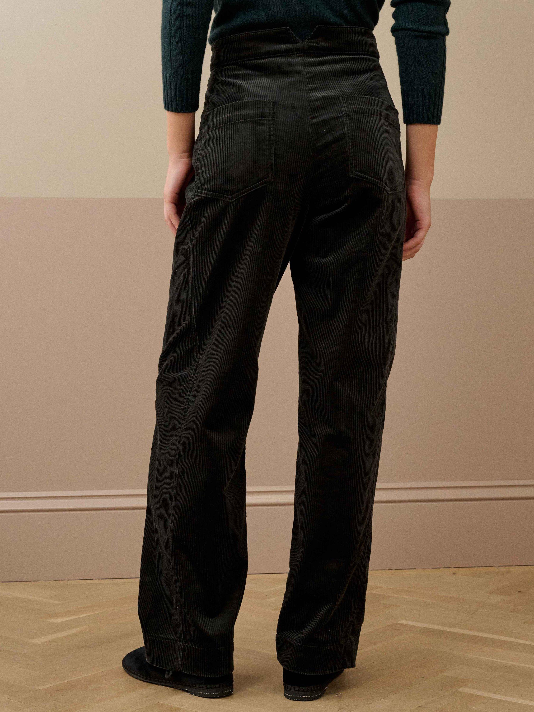 Product image 4 of 5, which shows Brora Barrel Leg Corduroy Trousers, Carbon, 6