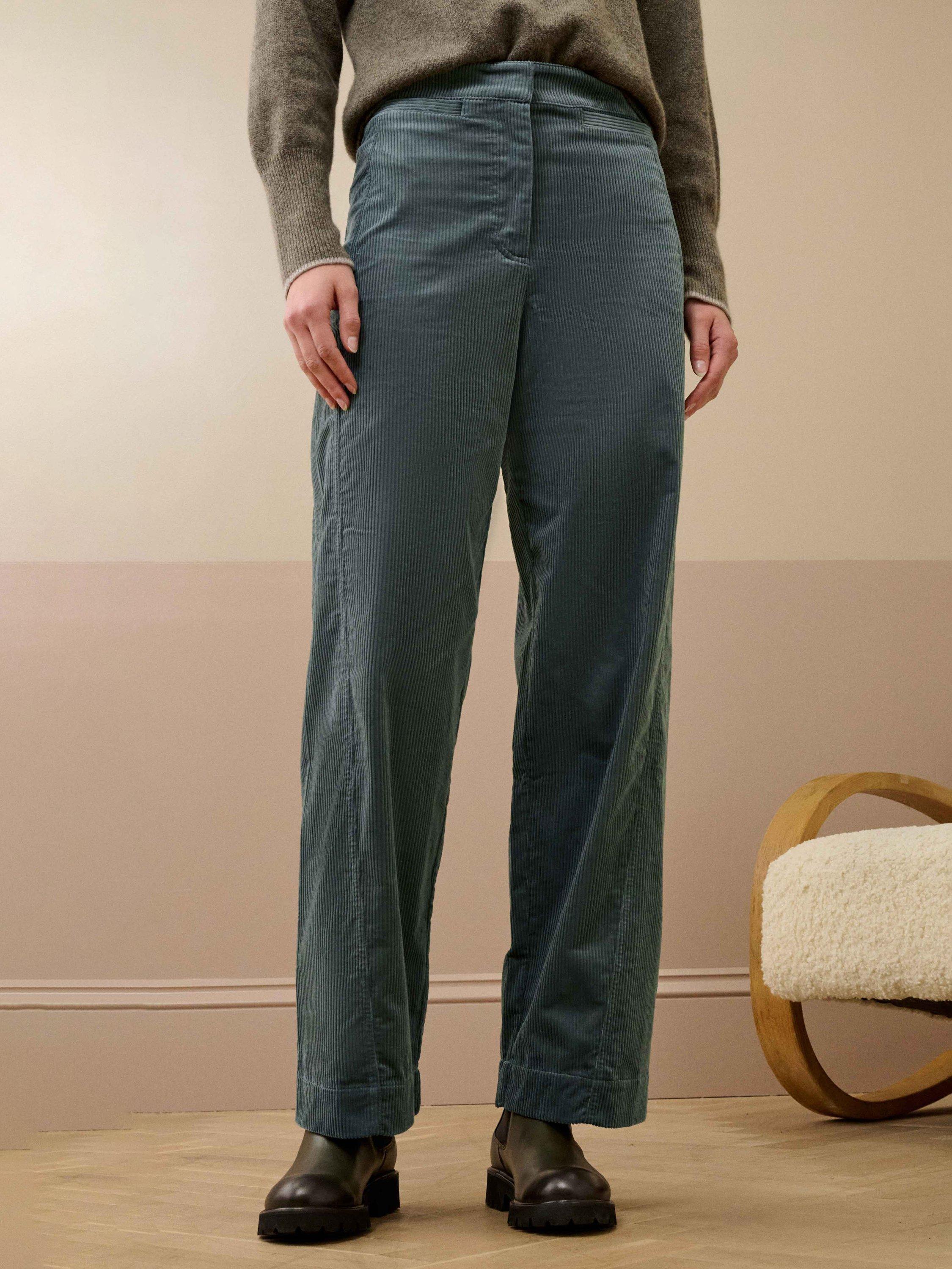 Product image 1 of 5, which shows Brora Barrel Leg Corduroy Trousers, Mercury, 6