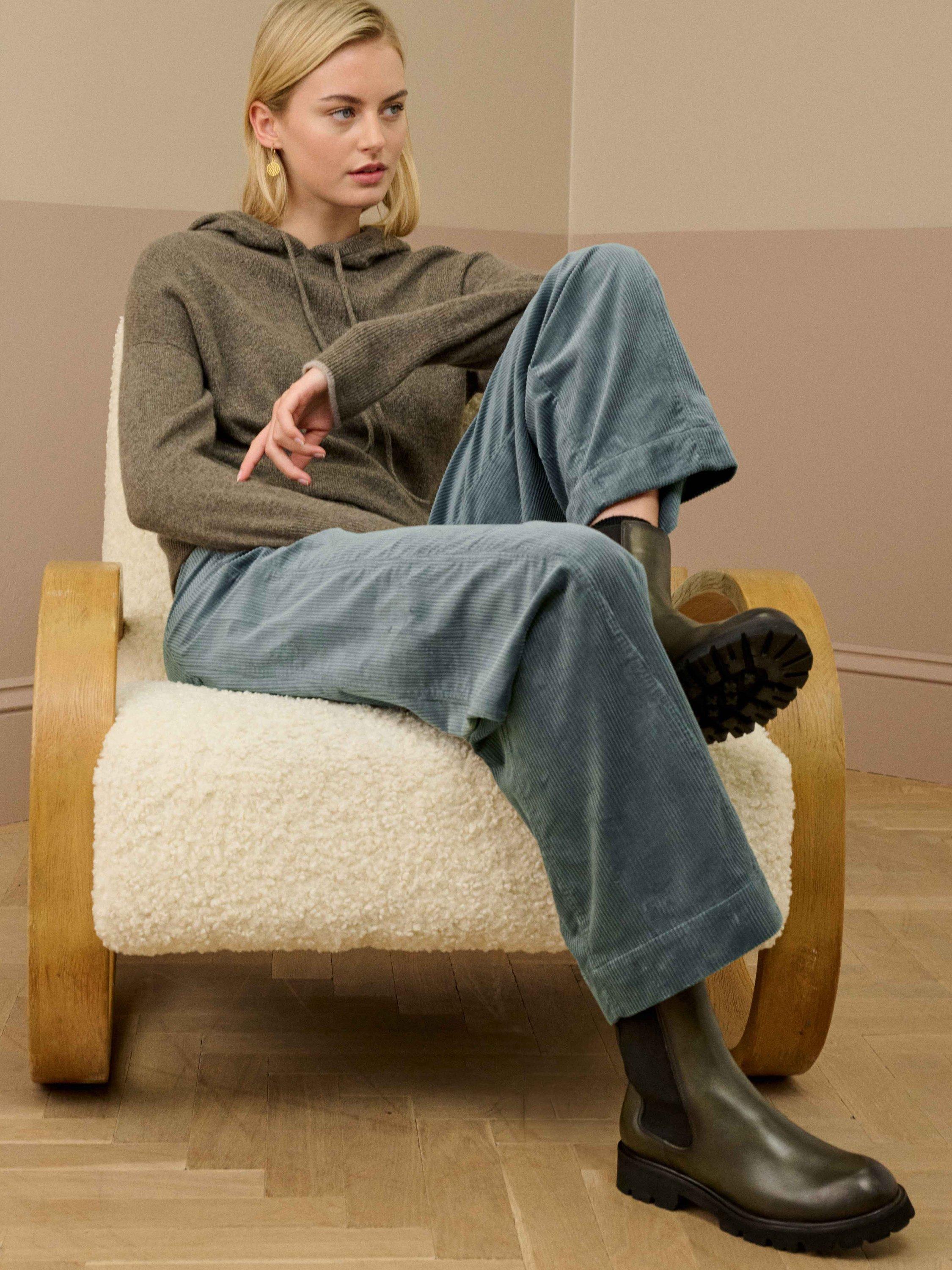 Product image 2 of 5, which shows Brora Barrel Leg Corduroy Trousers, Mercury, 6