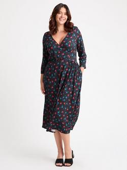 Scarlett & Jo Birds Wrap Midi Dress, Black/Multi