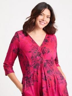 Scarlett & Jo Claudia Floral Knot Detail Dress, Red/Black - view 2, Red/Black