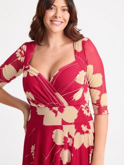 Scarlett & Jo Elizabeth Floral Three Quarter Sleeves Sweetheart Neck Maxi Dress - view 2, Red/Cream