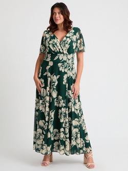 Scarlett & Jo Isabelle Float Sleeve Maxi Dress, Green/Cream