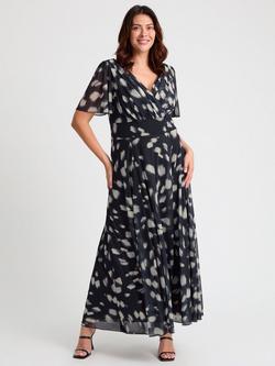 Scarlett & Jo Isabelle Abstract Spot Float Sleeve Maxi Dress, Black/Cream