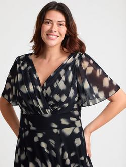 Scarlett & Jo Isabelle Abstract Spot Float Sleeve Maxi Dress - view 2, Black/Cream