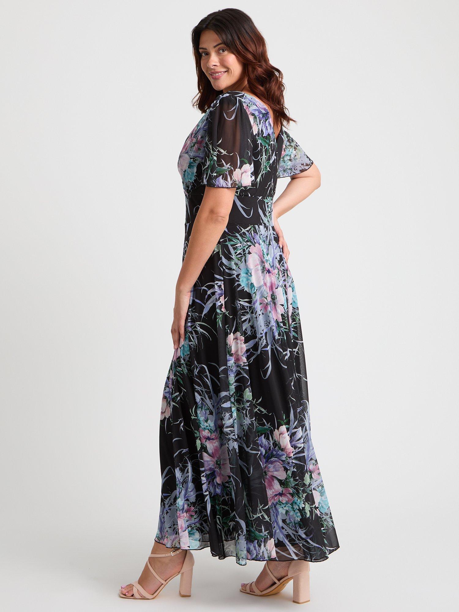 Product image 3 of 4, which shows Scarlett & Jo Isabelle Float Sleeve Maxi Dress, Black/Pink/Blue, 12