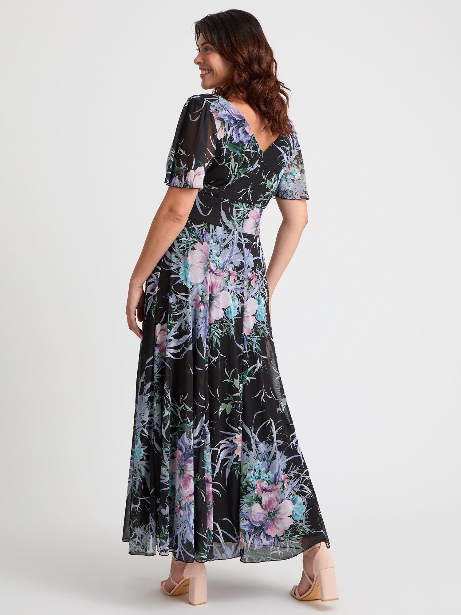 Product image 4 of 4, which shows Scarlett & Jo Isabelle Float Sleeve Maxi Dress, Black/Pink/Blue, 12